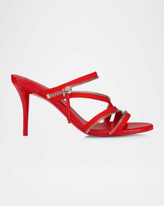 Meryl Zip Strass Leather Red Sole Sandals